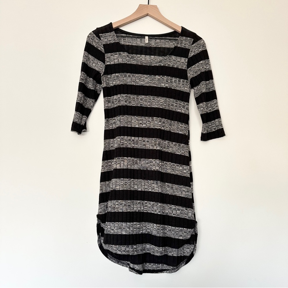 Noble U Striped Stretchy Soft Sweater Mini Dress